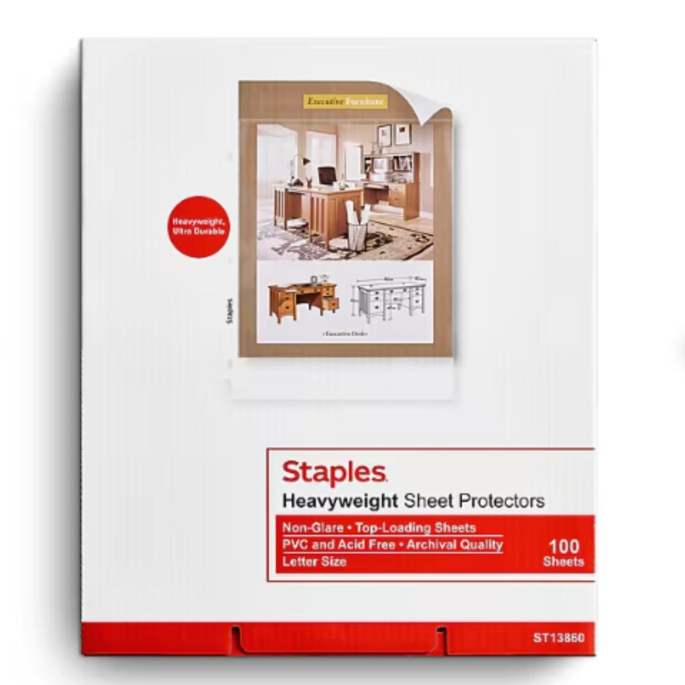 NWT, Staples • Heavyweight Sheet Protectors, 100 Pack